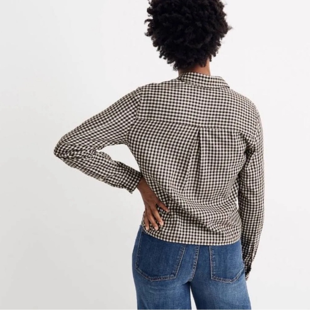 NWOT Madewell Flannel Tie-Front Shirt in Gingham Check | Small - Picture 6 of 8